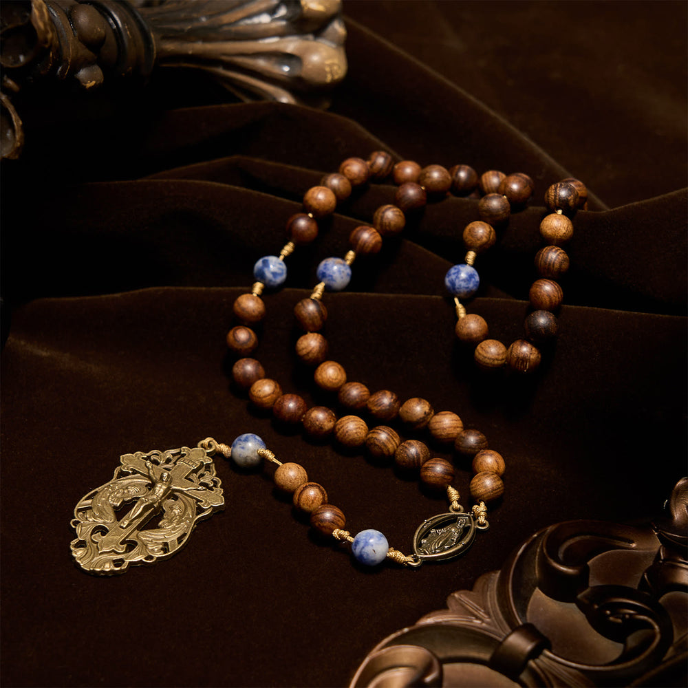 FREE Today: Virgin Mary & Crucifix of Wooden and Ceramics Beads Blessed Devotion Rosary - image 1
