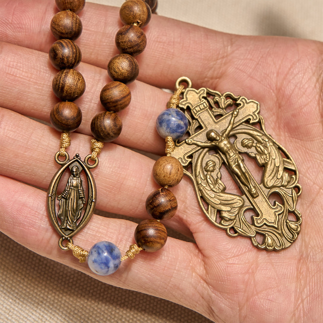 FREE Today: Virgin Mary & Crucifix of Wooden and Ceramics Beads Blessed Devotion Rosary - image 4