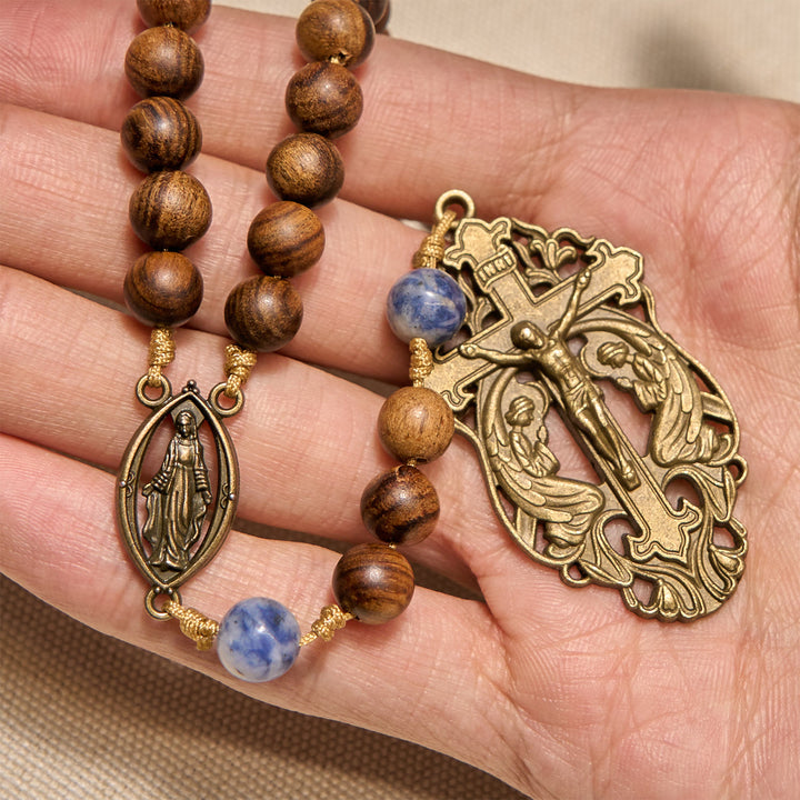 FREE Today: Virgin Mary & Crucifix of Wooden and Ceramics Beads Blessed Devotion Rosary - image 4