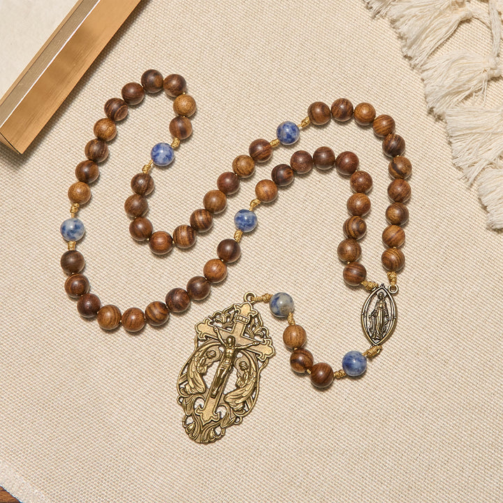 FREE Today: Virgin Mary & Crucifix of Wooden and Ceramics Beads Blessed Devotion Rosary - image 2