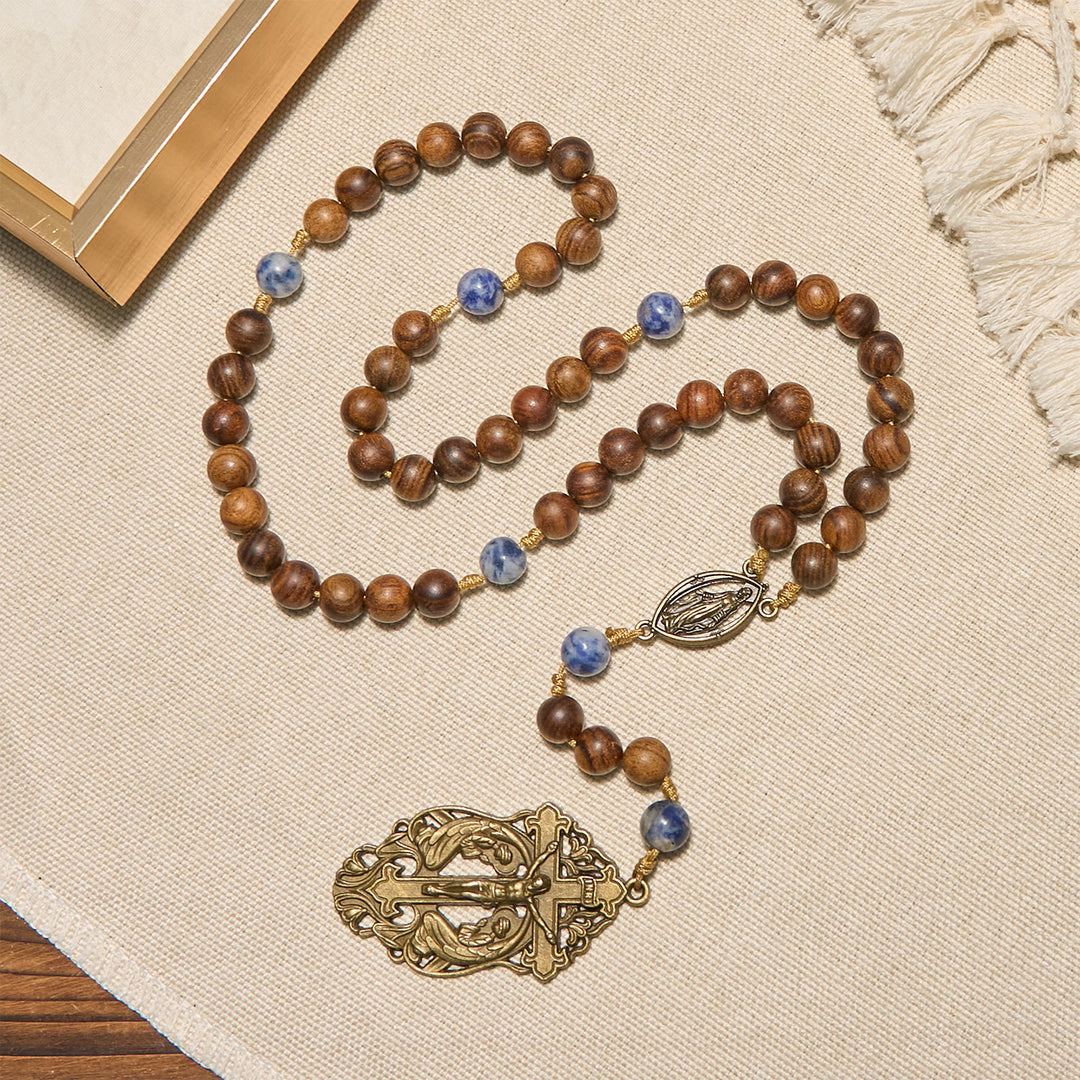 FREE Today: Virgin Mary & Crucifix of Wooden and Ceramics Beads Blessed Devotion Rosary - image 5