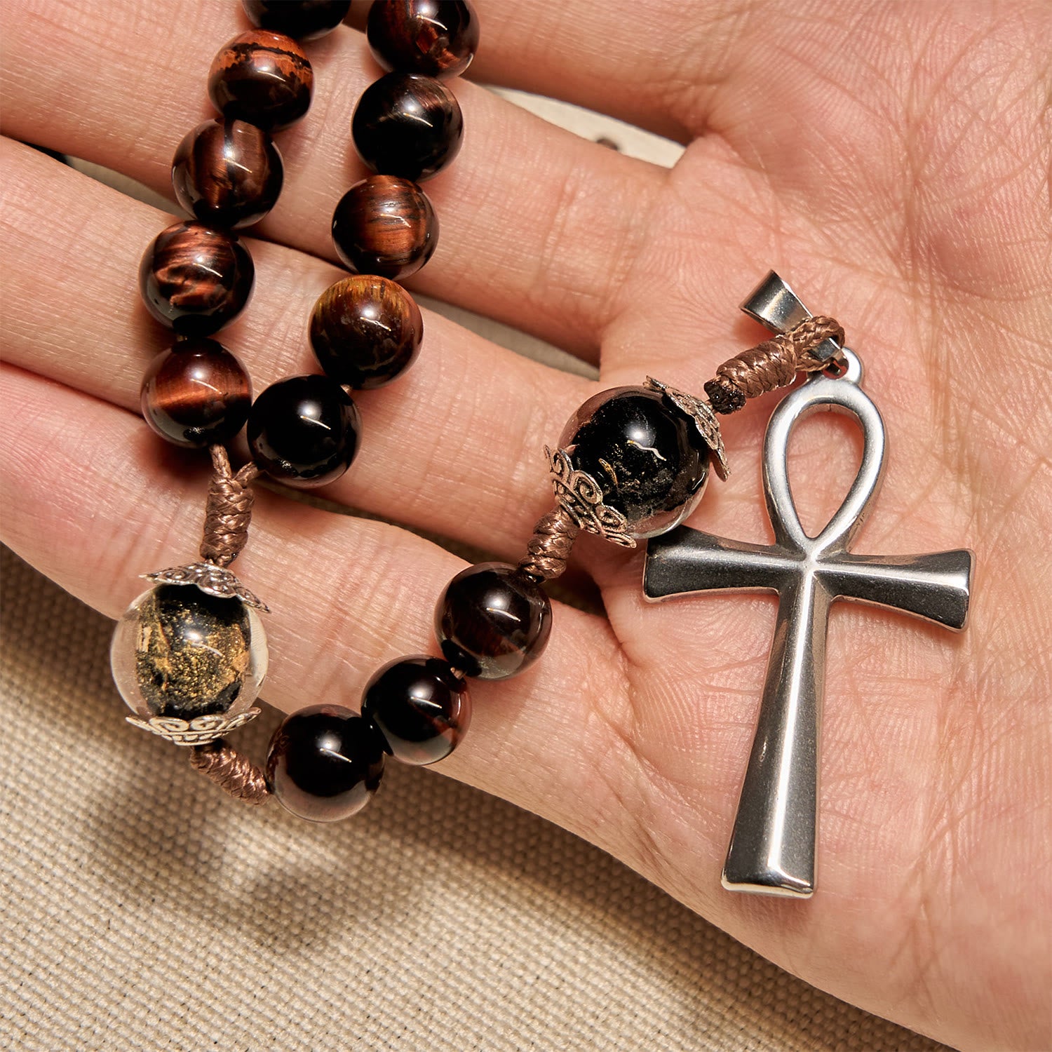 Christianartworkshop Wooden Beads Rosary & Necklace 2-in-1 with