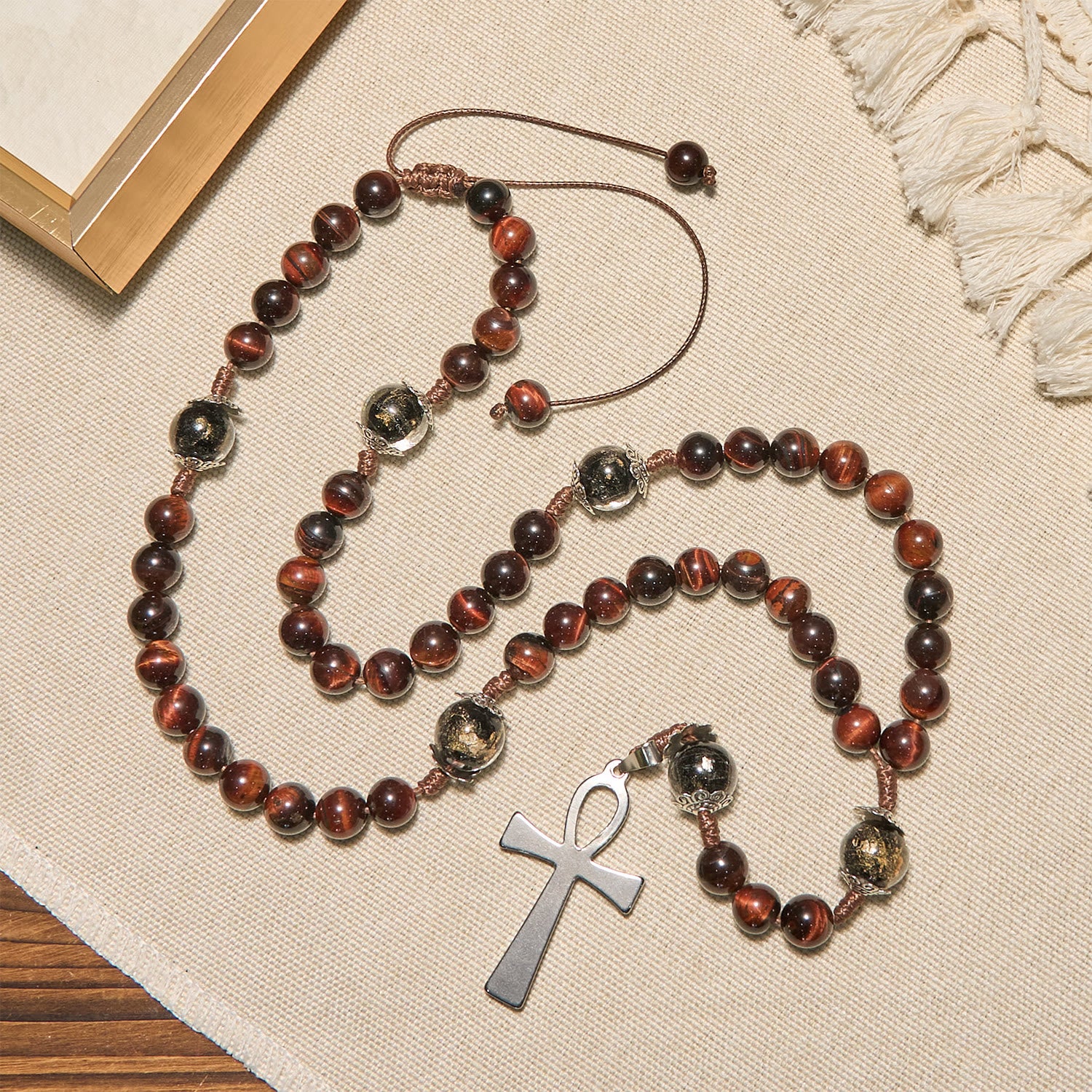 Christianartworkshop Wooden Beads Rosary & Necklace 2-in-1 with