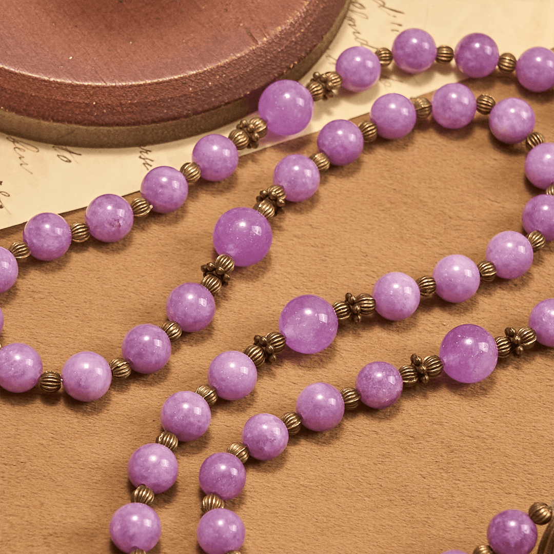 Christianartworkshop Purple Garnet Chalcedony Rosary with Crucifix & St. Benedict: Graceful Spiritual Bond - image 6