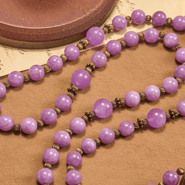 Christianartworkshop Purple Garnet Chalcedony Rosary with Crucifix & St. Benedict: Graceful Spiritual Bond - image 6