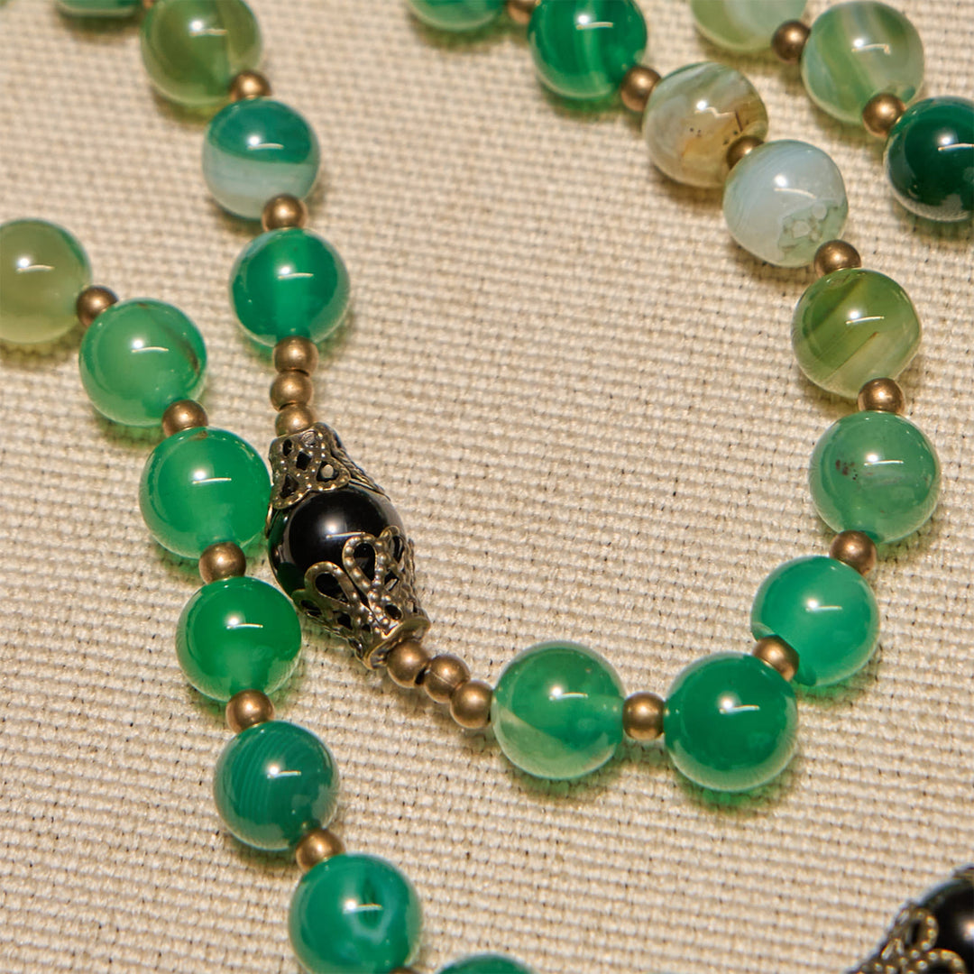 Christianartworkshop PRAYERFUL FAITH: Handmade Exquisite Green Agate Rosary  with Gift Card - image 9