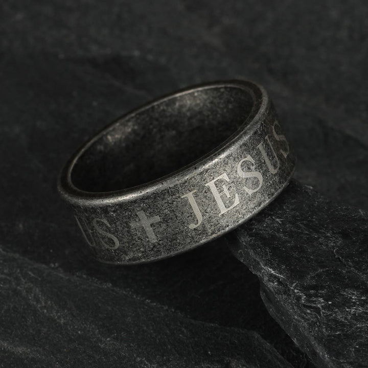 FREE Today: Minimalist Retro Silver Jesus & Cross Ring : Subtle Symbol of Faith