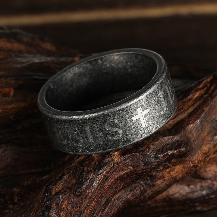 FREE Today: Minimalist Retro Silver Jesus & Cross Ring : Subtle Symbol of Faith