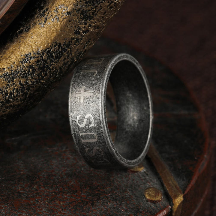 FREE Today: Minimalist Retro Silver Jesus & Cross Ring : Subtle Symbol of Faith