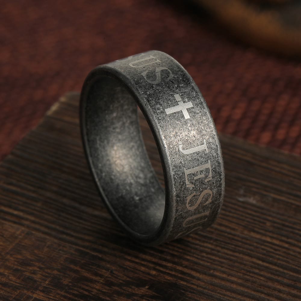 FREE Today: Minimalist Retro Silver Jesus & Cross Ring : Subtle Symbol of Faith