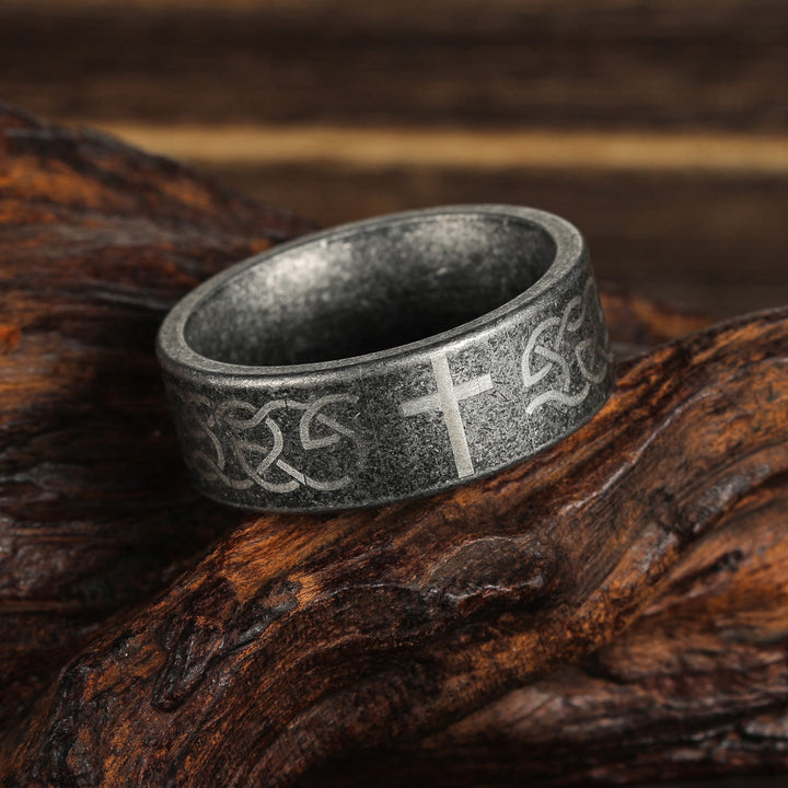 Christianartworkshop Artisanal Aged 925 Silver Ring with Celtic Knot & Cross: Expression of Faithful Identity - US13 - 8mm - image 3