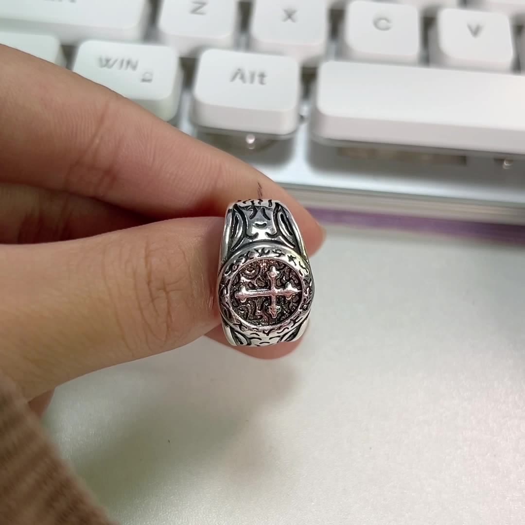 Christianartworkshop Classic 925 Silver Cross Ring with Ornate Patterns: Handmade Relic of Faith - image 5