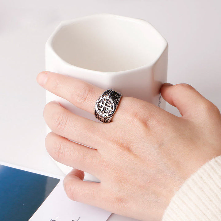 Christianartworkshop Classic Silver Cross Ring with Ornate Patterns: Handmade Relic of Faith - image 4