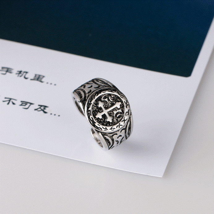 Christianartworkshop Classic 925 Silver Cross Ring with Ornate Patterns: Handmade Relic of Faith - image 2