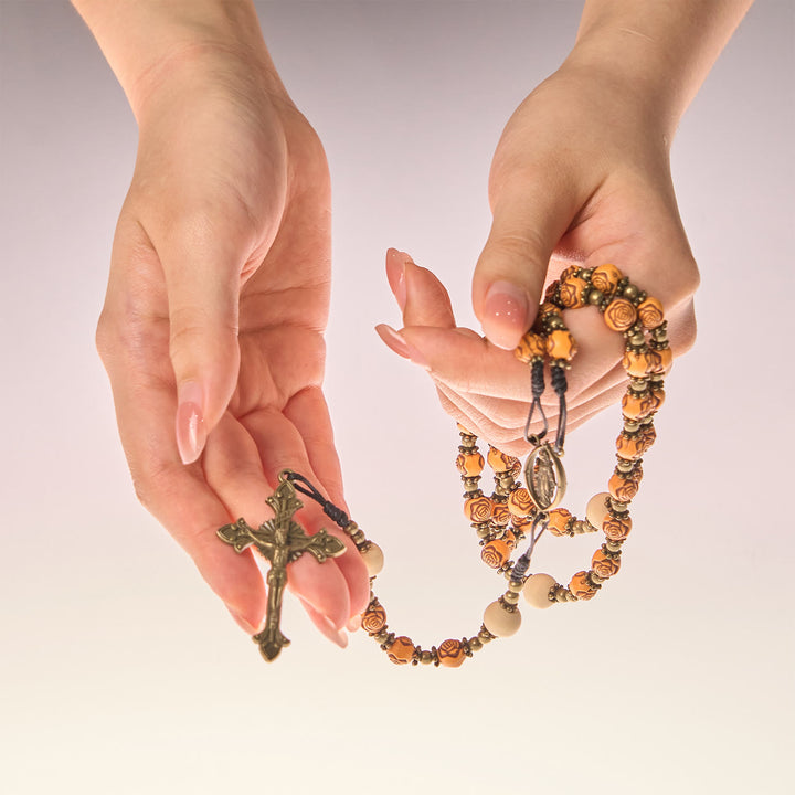 FREE Today: Exquisite Wooden Rose Beads with Bronze Crucifix & Miraculous Medal Rosary - image 11