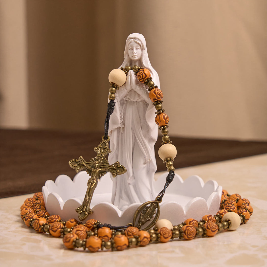 FREE Today: Exquisite Wooden Rose Beads with Bronze Crucifix & Miraculous Medal Rosary - image 6