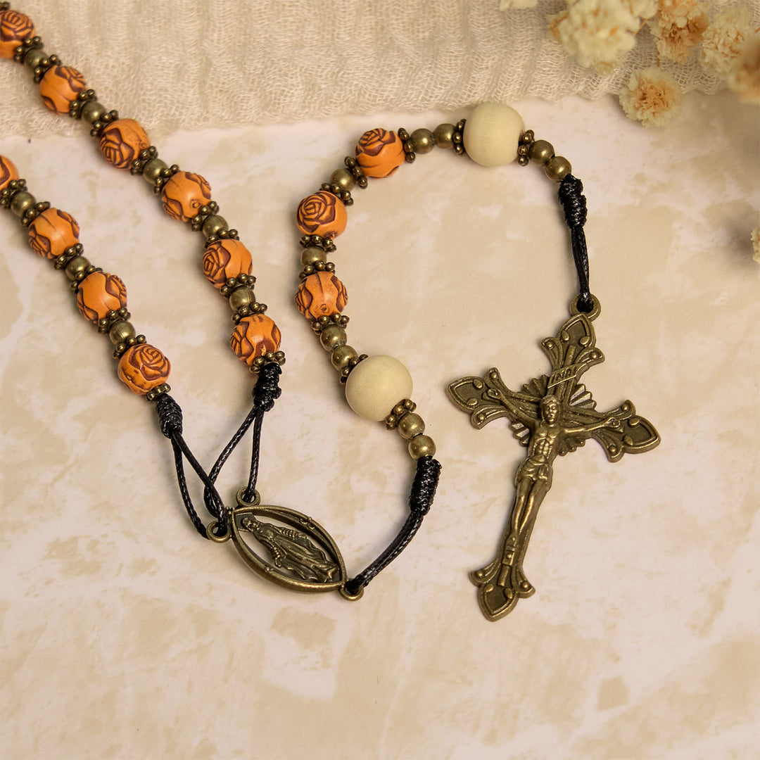 FREE Today: Exquisite Wooden Rose Beads with Bronze Crucifix & Miraculous Medal Rosary - image 9