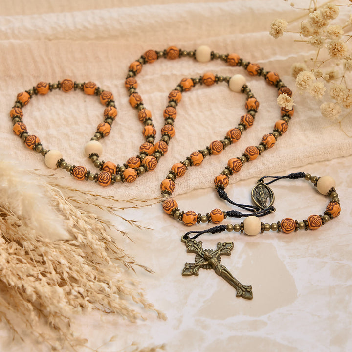 FREE Today: Exquisite Wooden Rose Beads with Bronze Crucifix & Miraculous Medal Rosary - image 7