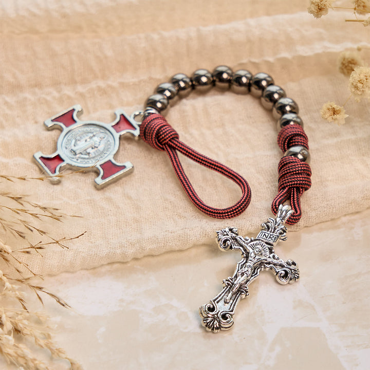 FREE Today: All-Place Portable Paracord Pocket Rosary with Crucifix & St. Benedict: Faith for Every Spot