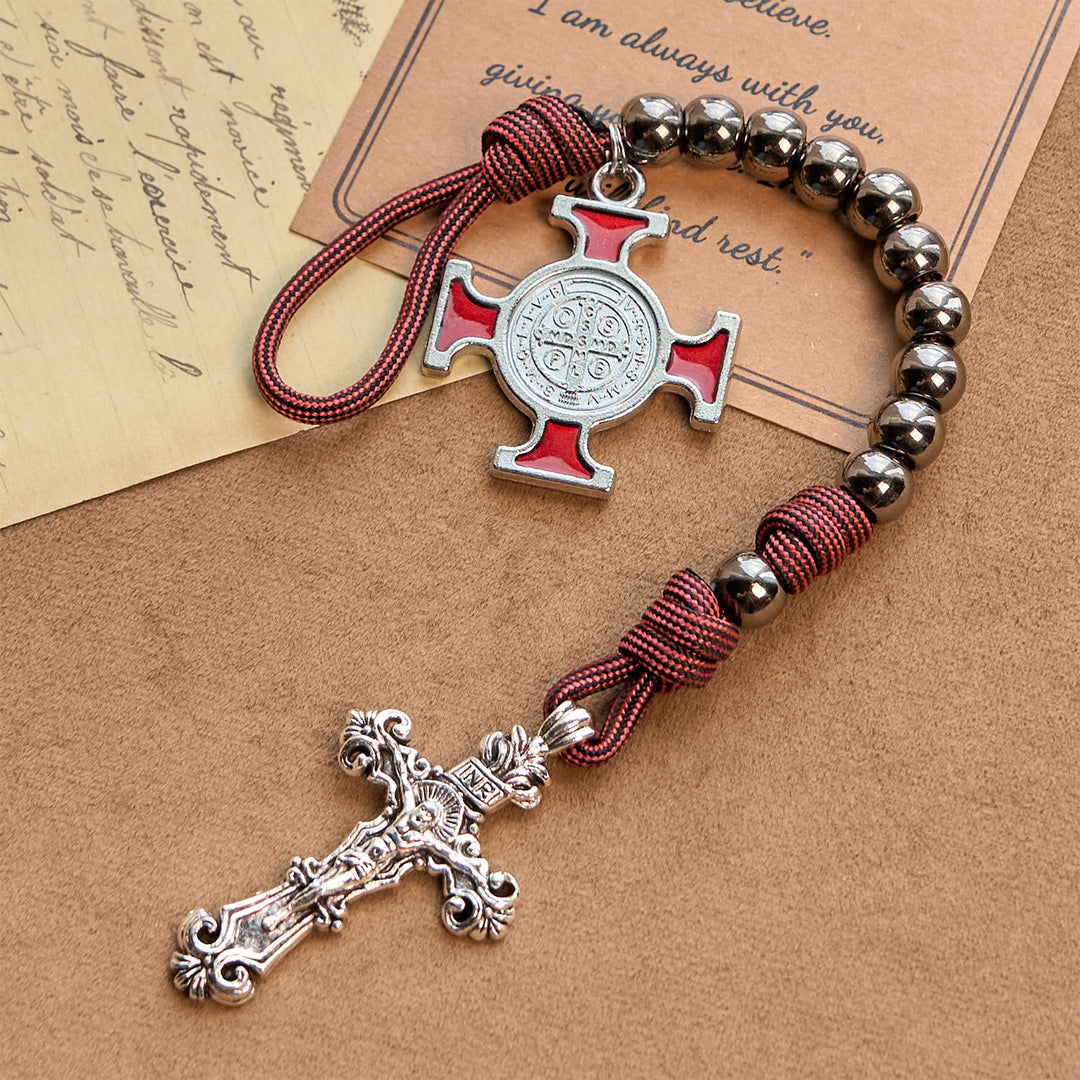 FREE Today: All-Place Portable Paracord Pocket Rosary with Crucifix & St. Benedict: Faith for Every Spot