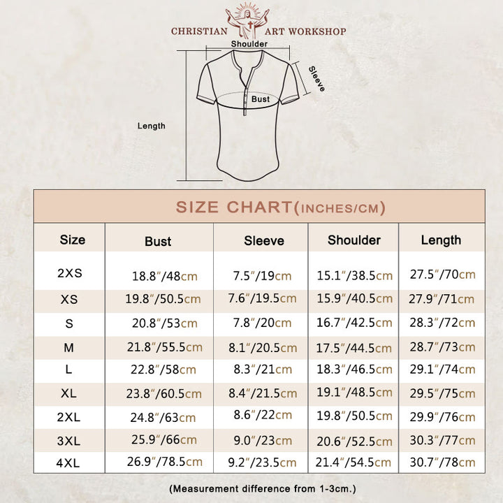 Christianartworkshop Men's God So Loved the World Print Henley Neck T-Shirt - image 2