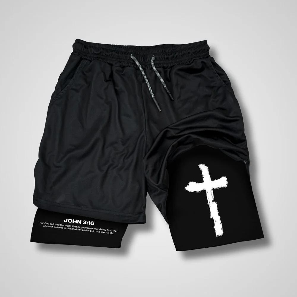 Christianartworkshop John 3:16 Cross Performance Shorts - Shorts - 3XL - image 1