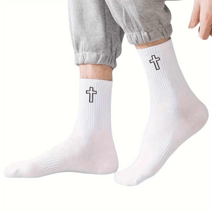 Christianartworkshop Sacred Cross Socks: Walk with Spiritual Grace - White - 10 Pairs - image 4