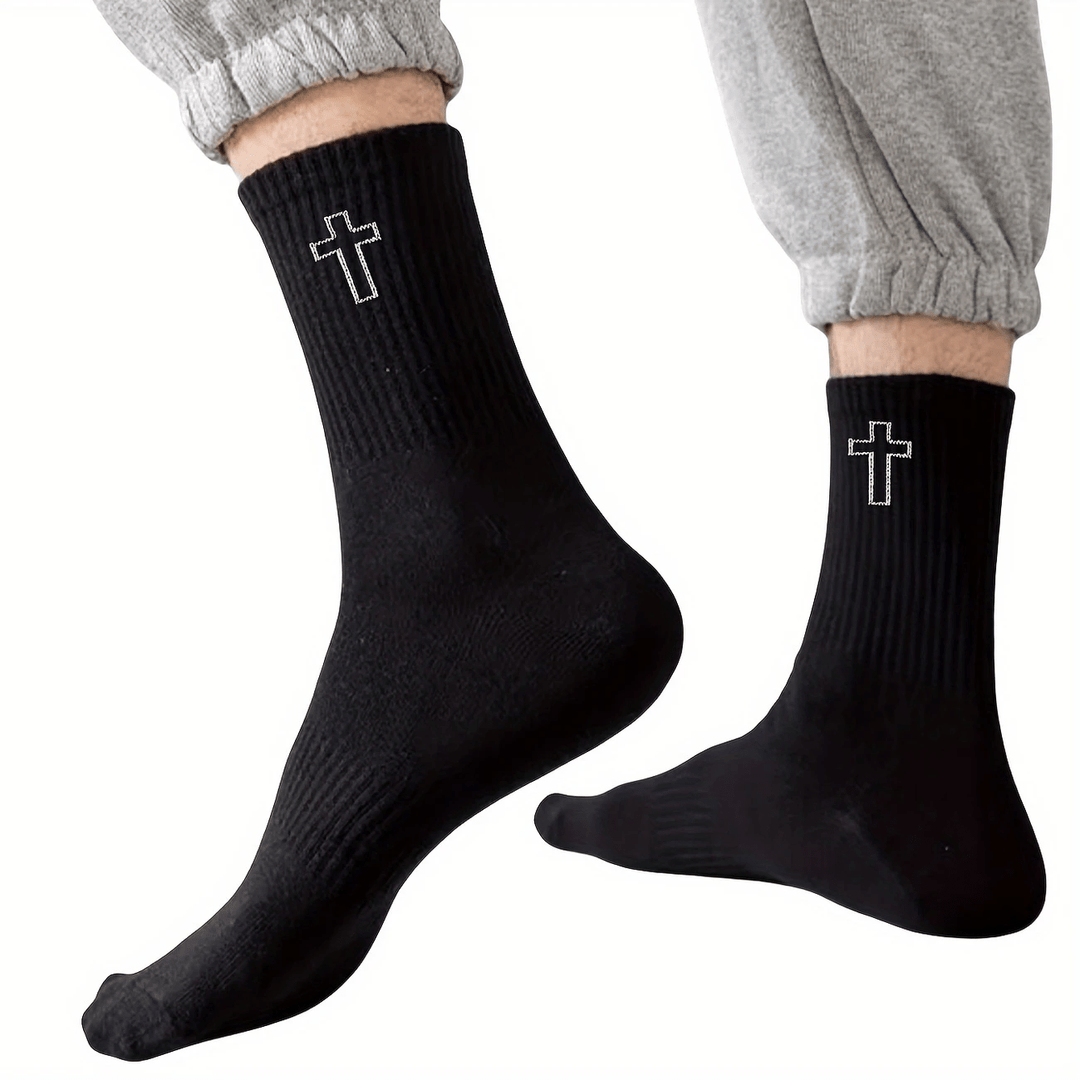 Christianartworkshop Sacred Cross Socks: Walk with Spiritual Grace - Black - 10 Pairs - image 1