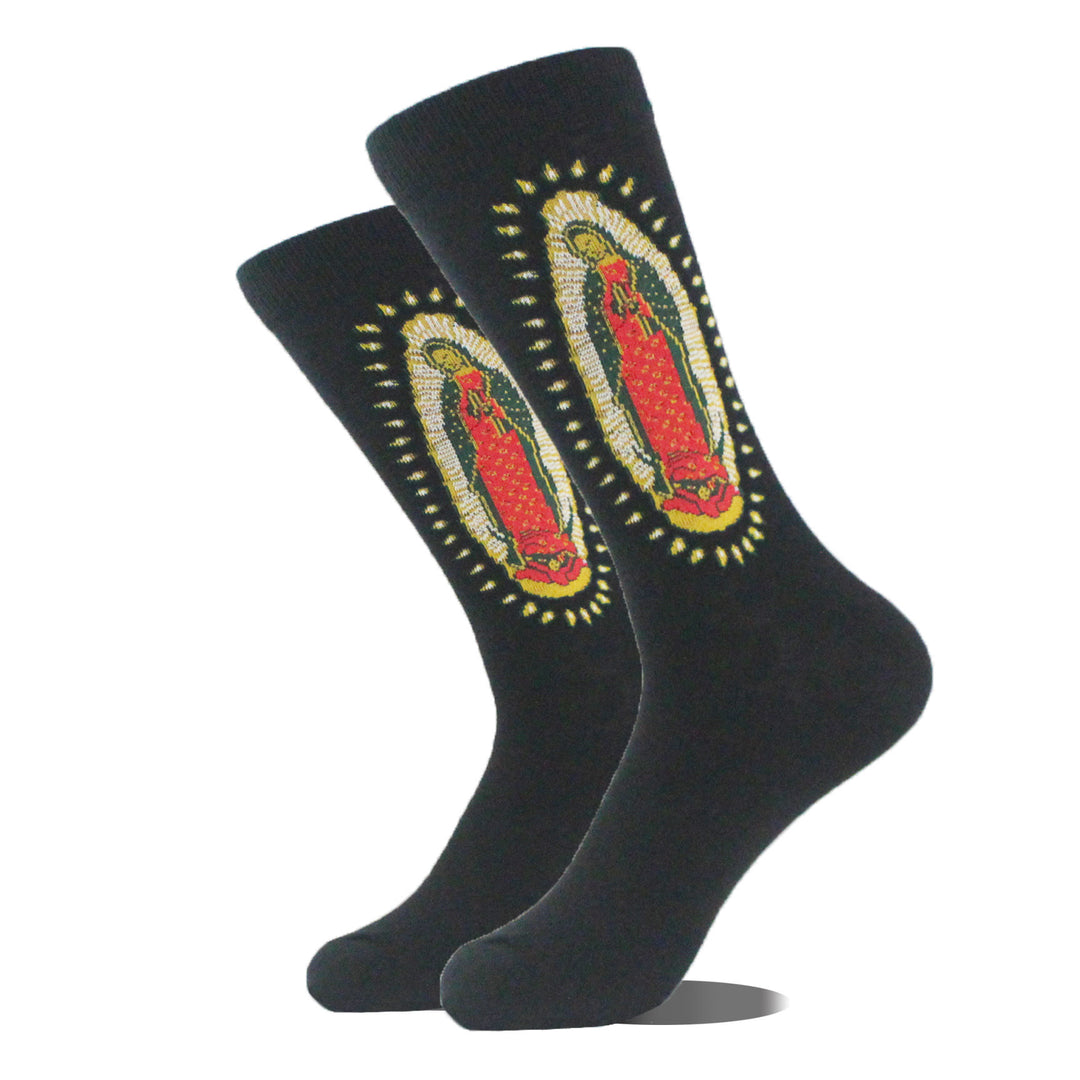 Christianartworkshop Black Virgin of Guadalupe Religious Crew Socks: Retro Design, Exclusive Faith Flair - image 7