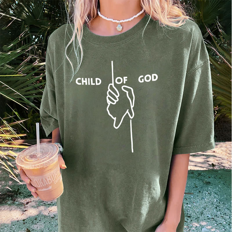 Christianartworkshop Artistic Child of God Unisex Washed T-Shirt: Hand - Cross Design and Eternal Faith - image 3