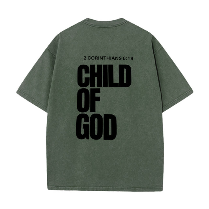 Christianartworkshop Minimalist Child of God Unisex Washed T-Shirt: Bold Faith in Clean Design - Army Green - 5XL - image 5
