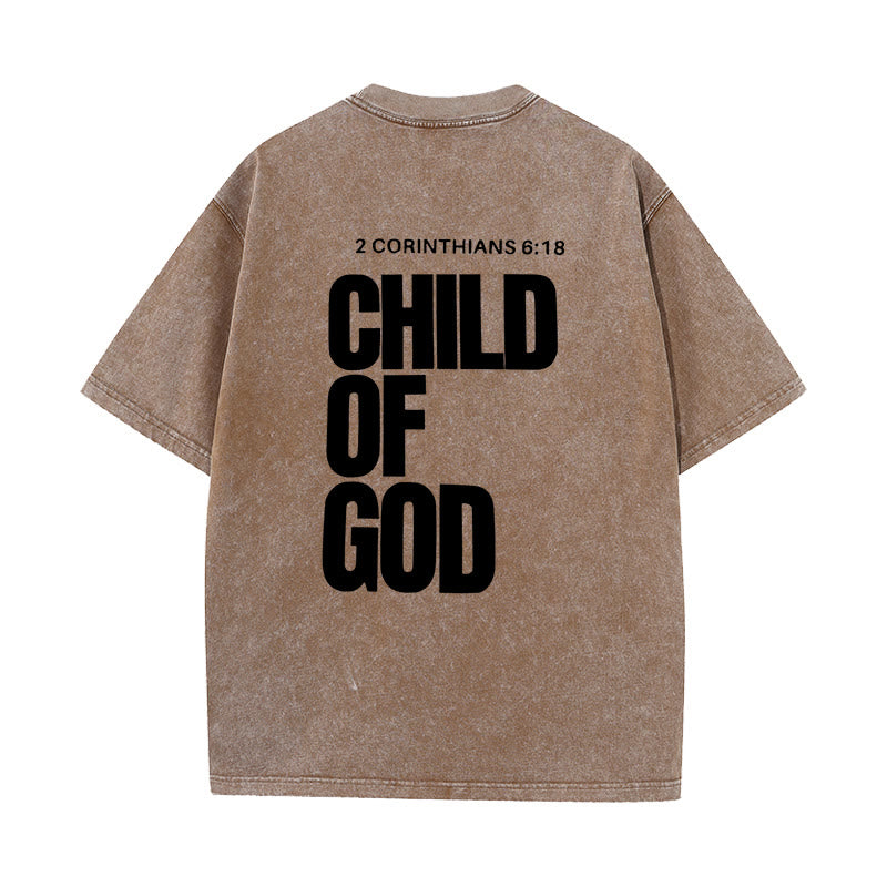 Christianartworkshop Minimalist Child of God Unisex Washed T-Shirt: Bold Faith in Clean Design - Coffee - 5XL - image 16