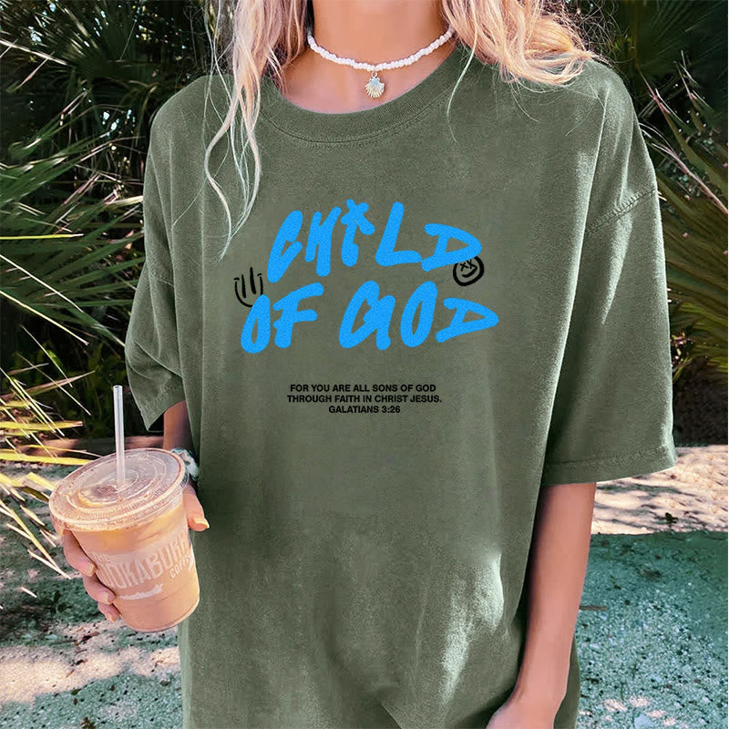 Christianartworkshop Vibrant Graffiti Style Child of God Unisex Washed T-Shirt - image 3