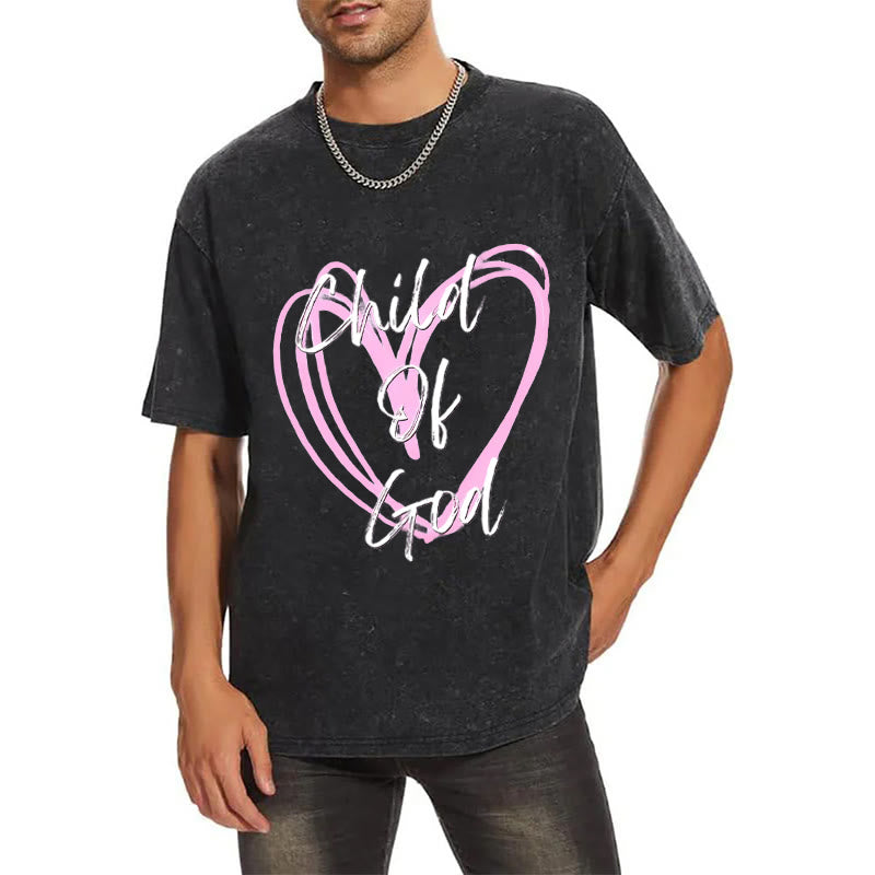 Christianartworkshop Romantic Child of God with Sacred Heart Unisex Washed T-Shirt - image 1