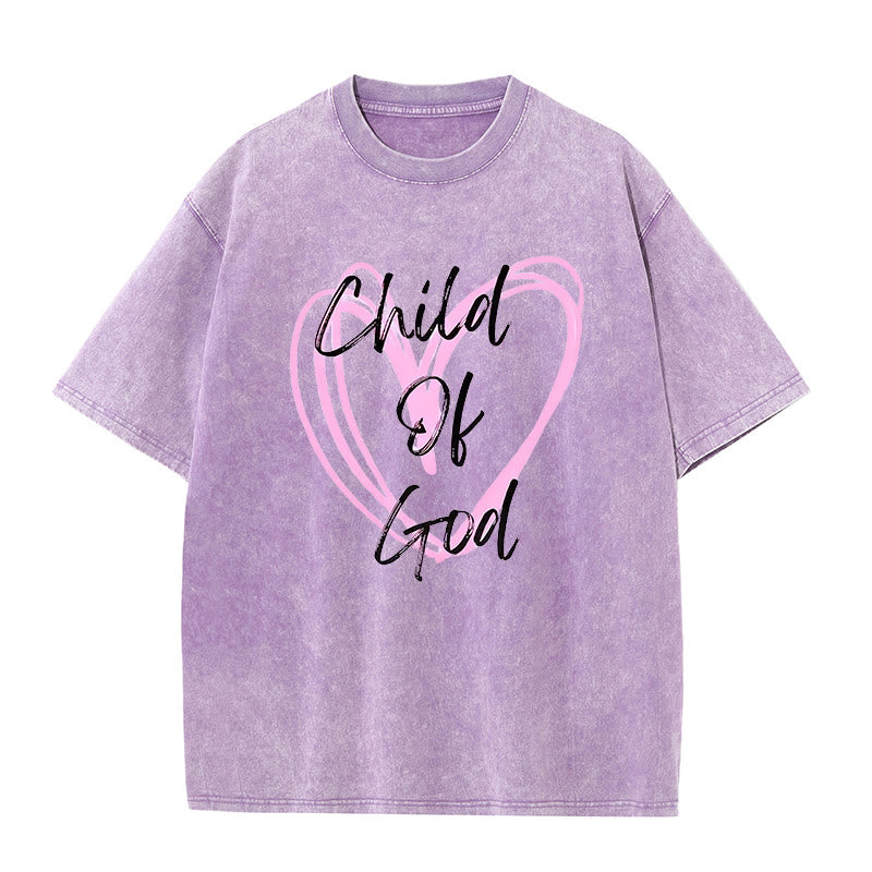 Christianartworkshop Romantic Child of God with Sacred Heart Unisex Washed T-Shirt - Purple - 5XL - image 8