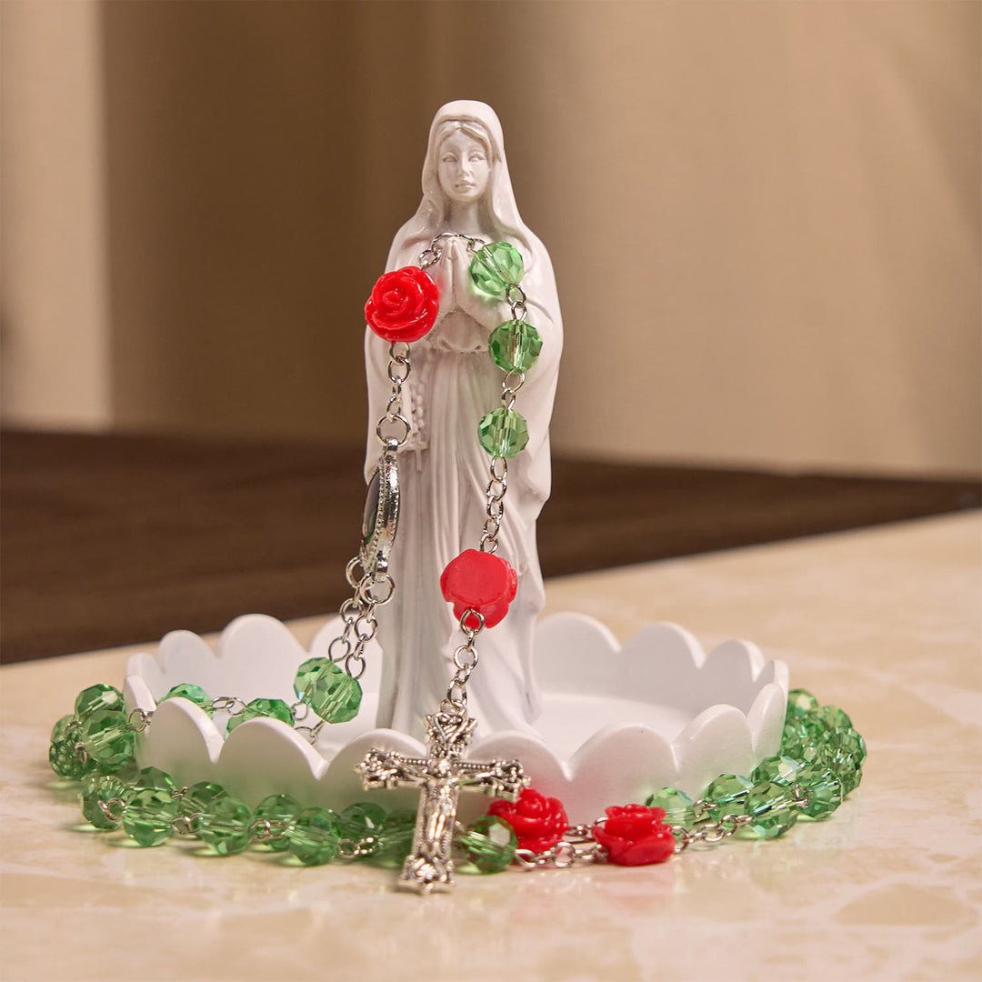FREE Today: Handmade Floral Crystal Beads & Crucifix with Virgin Mary Medal Rosary: Blossom of Grace Elegance
