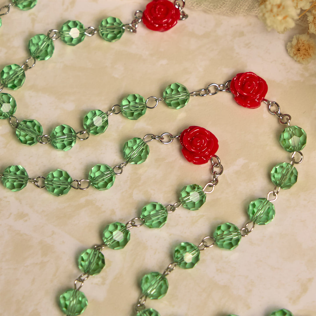 FREE Today: Handmade Floral Crystal Beads & Crucifix with Virgin Mary Medal Rosary: Blossom of Grace Elegance