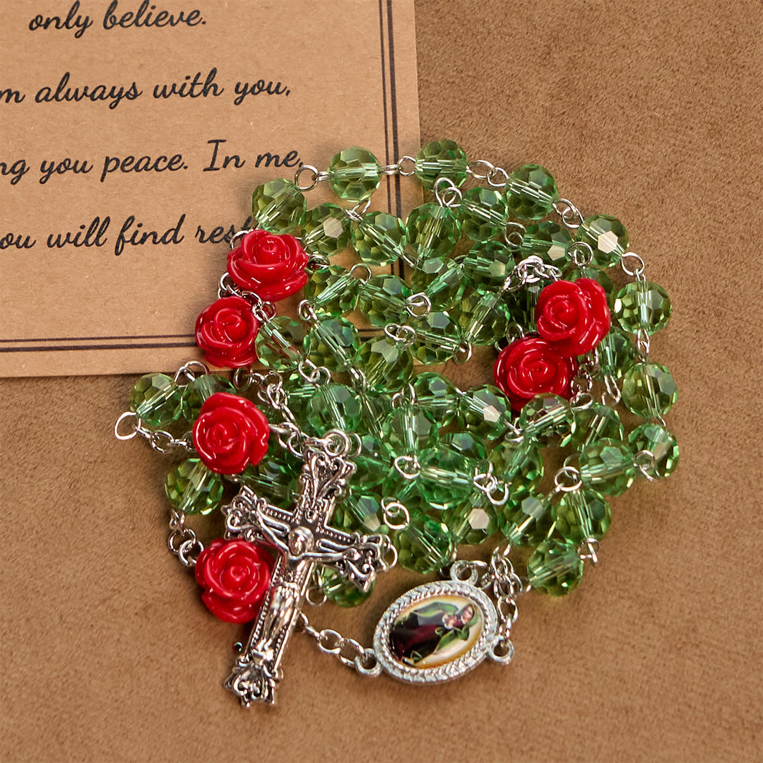 FREE Today: Handmade Floral Crystal Beads & Crucifix with Virgin Mary Medal Rosary: Blossom of Grace Elegance