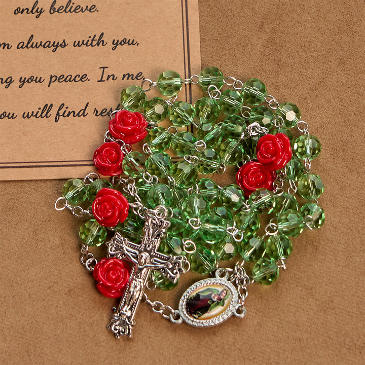 FREE Today: Handmade Floral Crystal Beads & Crucifix with Virgin Mary Medal Rosary: Blossom of Grace Elegance