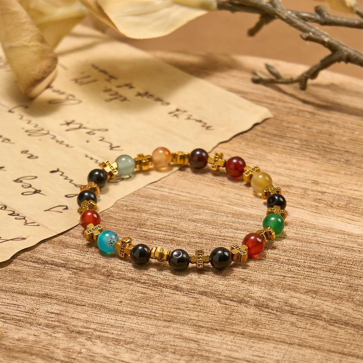 Christianartworkshop Natural Multicolored Agate Bracelet with Two Tone Jesus Cross: Bold Faith Statement - image 11
