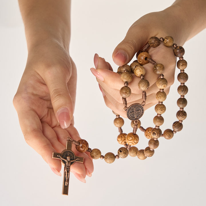Christianartworkshop PRAYERFUL FAITH: Divine Olive Wood Rosary with St. Benedict Medal & Crucifix - image 10