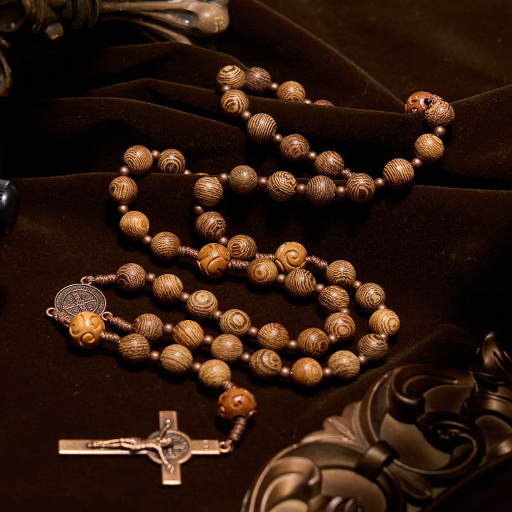 Christianartworkshop PRAYERFUL FAITH: Divine Olive Wood Rosary with St. Benedict Medal & Crucifix - image 3