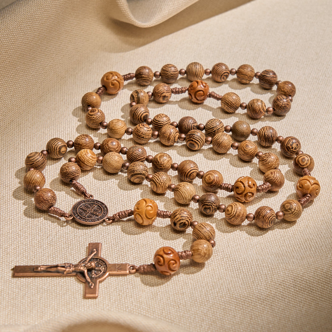 Christianartworkshop PRAYERFUL FAITH: Divine Olive Wood Rosary with St. Benedict Medal & Crucifix - image 4