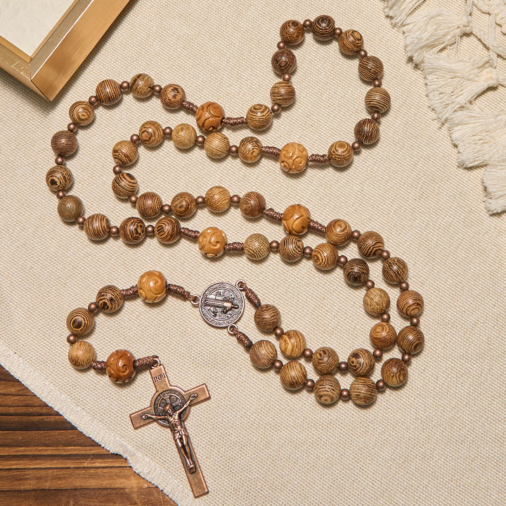 Christianartworkshop PRAYERFUL FAITH: Divine Olive Wood Rosary with St. Benedict Medal & Crucifix - image 5