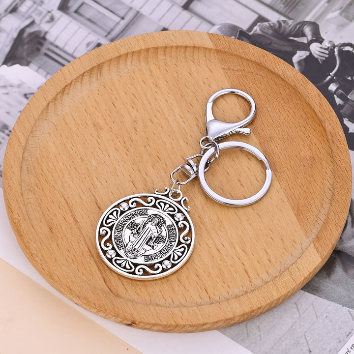 Christianartworkshop Artisanal Silver St. Benedict Keychain with Hollow-Out Design: Nostalgic Sign of Faithful Guardian - image 3
