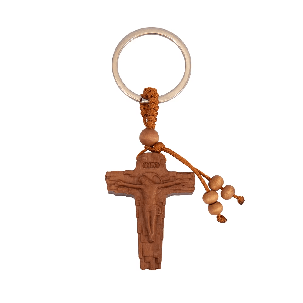 Christianartworkshop Natural Mahogany Wooden Carved Crucifix Keychain: Precious Heirloom of Faithon - image 6