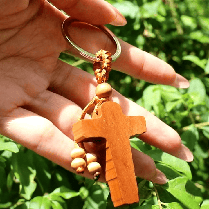 Christianartworkshop Natural Mahogany Wooden Carved Crucifix Keychain: Precious Heirloom of Faithon - image 4