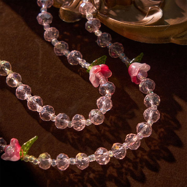 FREE Today: Elegant Pink Crystal Rosary with 3D Rose Beads, Silver Chalice Medal & Crucifix: Embrace Divine Grace