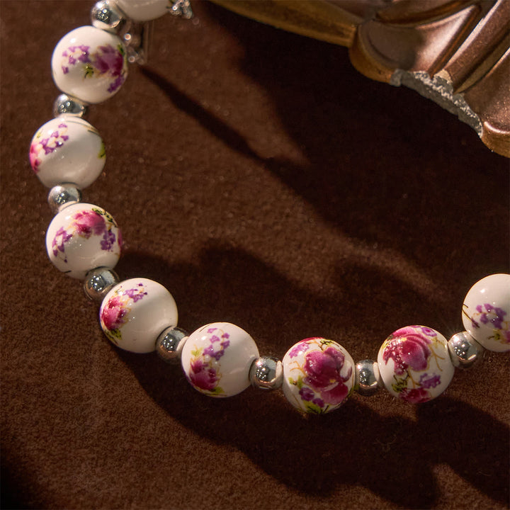 FREE Today: Multi-color Floral Ceramic Stretch Bracelet with Miraculous Medal & Crucifix: Subtle Faith Elegance