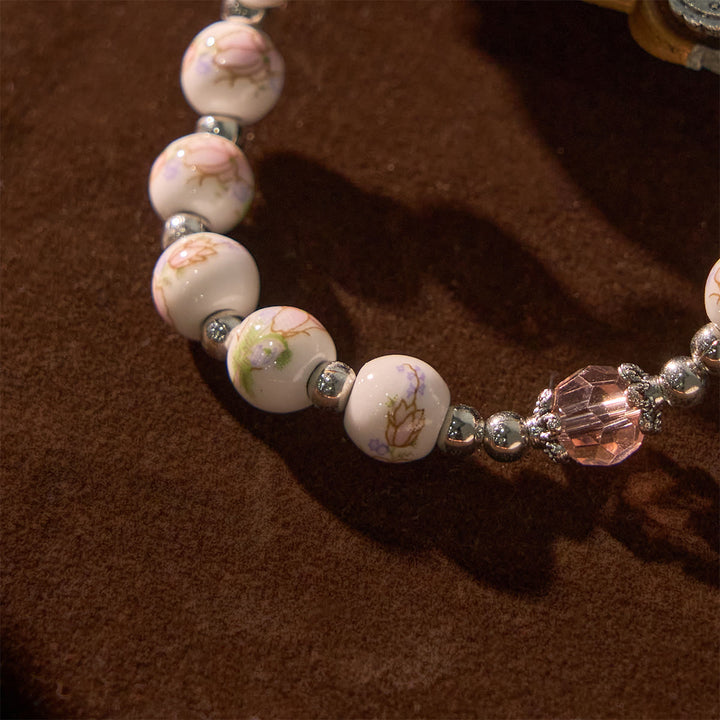 FREE Today: Multi-color Floral Ceramic Stretch Bracelet with Miraculous Medal & Crucifix: Subtle Faith Elegance